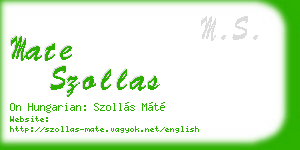 mate szollas business card